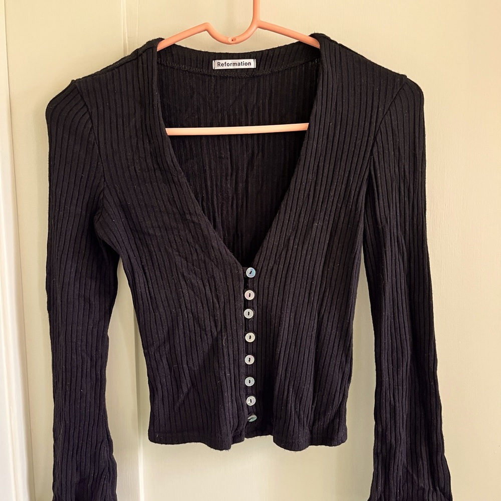 Reformation Gellar Knit Top — Black